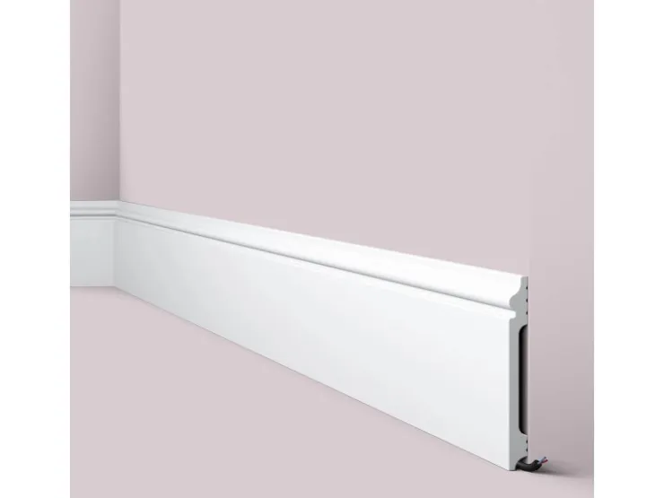 NOEL & MARQUET NMC FL14 WALLSTYL Sockelleiste Fußleiste Zierleiste Stuckleiste 2 m 200 cm x 1,5 cm x 14 cm Weiß* Zierprofile