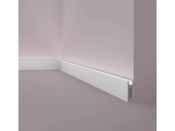 NOEL & MARQUET NMC IL10 WALLSTYL Sockelleiste Zierleiste Stuckleiste für Indirekte Beleuchtung 2 m 200 cm x 2,3 cm x 8 cm Grau