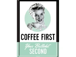 Nostalgic-Art Blechpostkarte Coffee First 10 cm x 14 cm