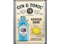 Nostalgic-Art Blechpostkarte Gin & Tonic Served Here 10 cm x 14 cm* Geschenkartikel