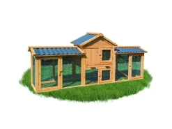 NYVI Hasenstall 203x85x53cm Natur mit Auslauf Gehege & PVC Dach* Kleintierbedarf