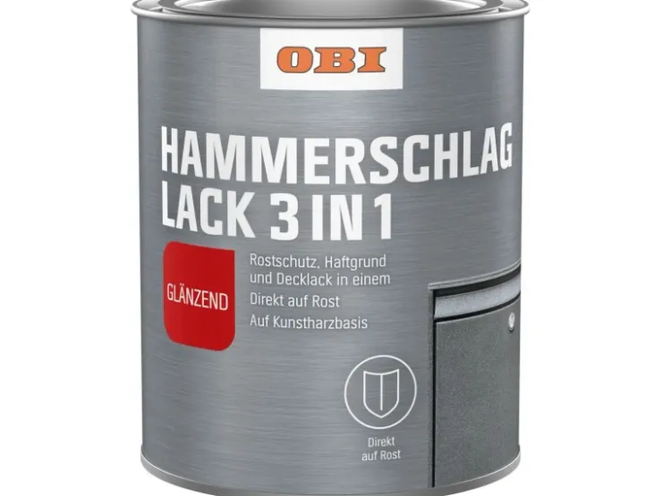 OBI Hammerschlaglack 3 in 1 Anthrazit glänzend 750 ml* Speziallacke