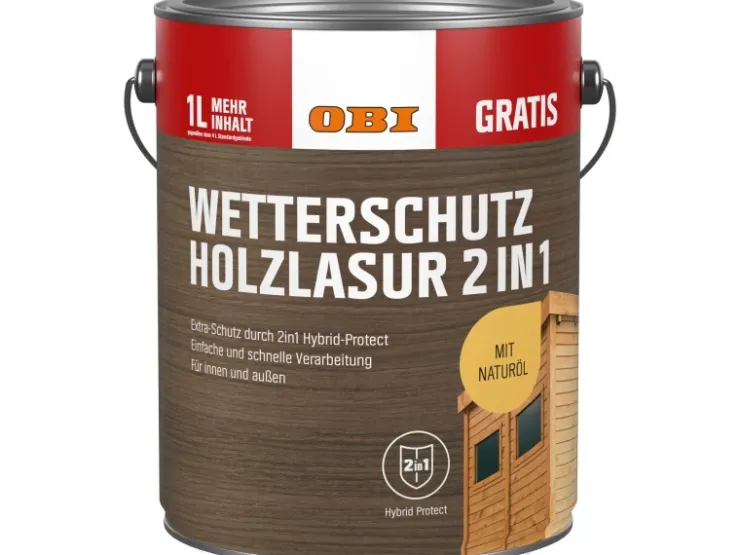 OBI Wetterschutz Holzlasur 2in1 5 l* Holzregale|Holzfarben