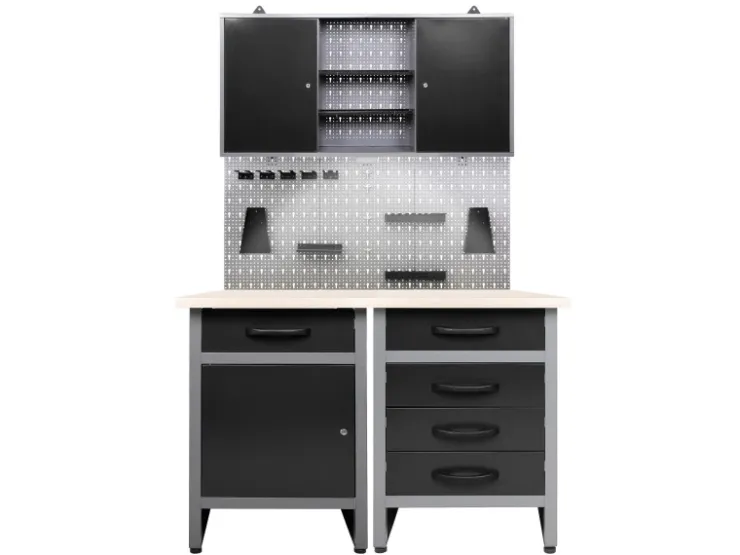 Ondis24 Werkstatt Set Entdecker 120 cm 1 Schrank LED Werkstatteinrichtung Werkbank* Schränke