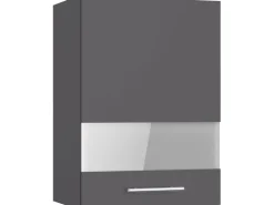Optifit Küchen-Oberschrank mit Glassegment Ingvar420 50 cm Anthrazit Matt