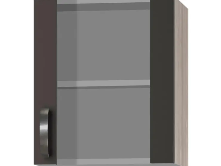 Optifit Küchen-Oberschrank mit Stollenglastür Faro220 50cmx57,6cm Anthra.-Braun* Möbelserien