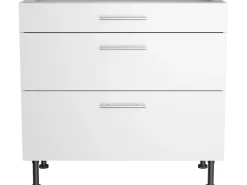 Optifit Küchen-Unterschrank mit 3 Auszügen Bengt932 90 cm x 87 cm x 58,4 cm Weiß* Schränke