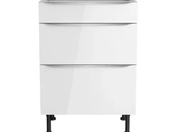 Optifit Küchen-Unterschrank mit 3 Auszügen Arvid986 60 cm x 87 cm x 58,4 cm Weiß* Weißlacke