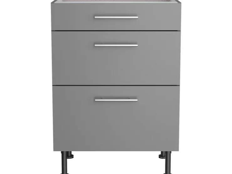 Optifit Küchen-Unterschrank mit 3 Auszügen Mats825 60cmx87cmx58,4cm Basaltgrau* Aufbewahrung