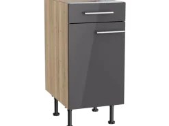 Optifit Küchen-Unterschrank Jonte984 40 cm x 87 cm x 58,4 cm Anthrazit-Wildeiche* Möbelserien