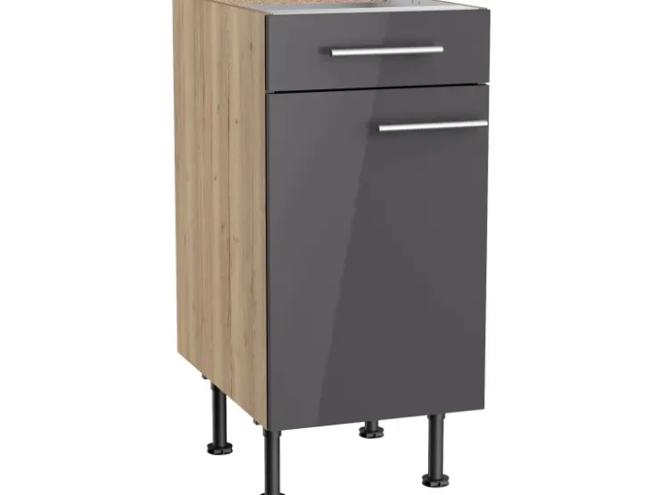 Optifit Küchen-Unterschrank Jonte984 40 cm x 87 cm x 58,4 cm Anthrazit-Wildeiche* Möbelserien