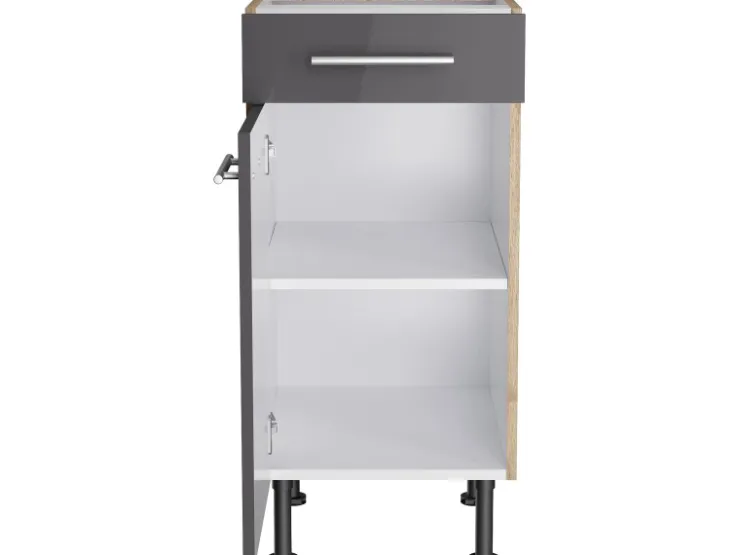Optifit Küchen-Unterschrank Jonte984 40 cm x 87 cm x 58,4 cm Anthrazit-Wildeiche* Möbelserien
