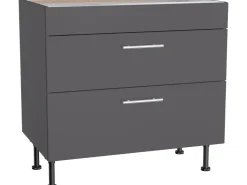 Optifit Küchen-Unterschrank mit 2 Auszügen Ingvar420 90 cm Anthrazit Matt