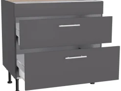 Optifit Küchen-Unterschrank mit 2 Auszügen Ingvar420 90 cm Anthrazit Matt
