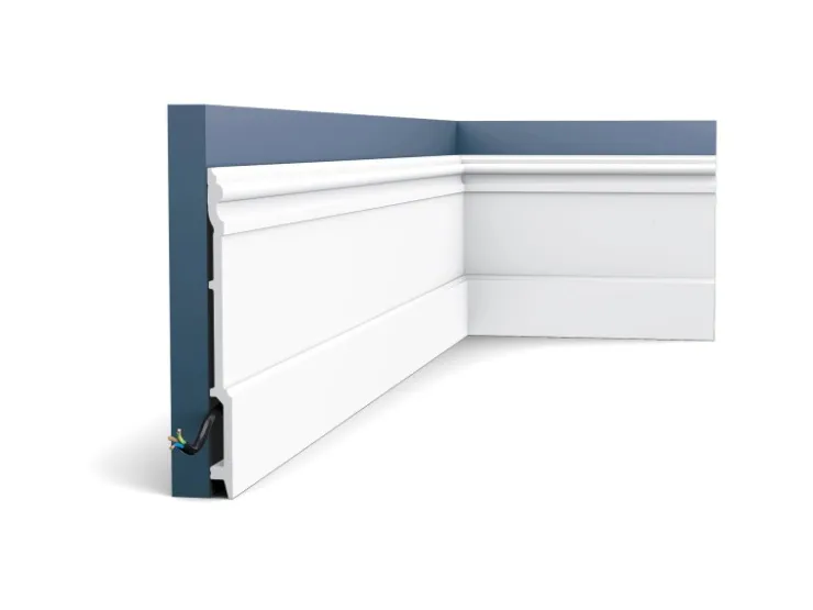ORAC DECOR SX191 LUXXUS HIGH RISE Sockelleiste Zierleiste Stuckleiste 2 m 200 cm x 2,1 cm x 21 cm Weiß* Zierprofile