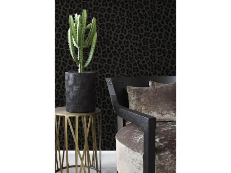 Origin-luxury wallcoverings Origin Wallcoverings Tapete Leopardenmuster Dunkelgrau und Schwarz 53 cm x 10.05 m* Dekorative Tapeten