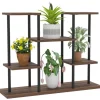 Outsunny Blumenständer Stahl Tannenholz Verkohlt 80L x 24B x 61,5H cm* Dekorative Figuren