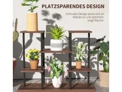 Outsunny Blumenständer Stahl Tannenholz Verkohlt 80L x 24B x 61,5H cm* Dekorative Figuren