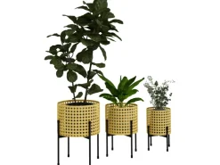 Outsunny Blumenständer-Set Stahl Gold Ø30 x 40H cm* Dekorative Figuren