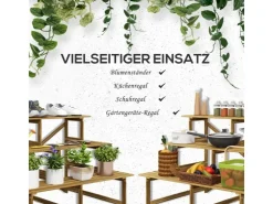 Outsunny Pflanzenregal Tannenholz Verkohlt L120 x B80 x H80cm* Regale Schwarz|Regale Massivholz