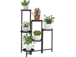 Outsunny Pflanzenständer Metall Schwarz 60L x 40B x 80H cm* Dekorative Figuren|Regale Schwarz