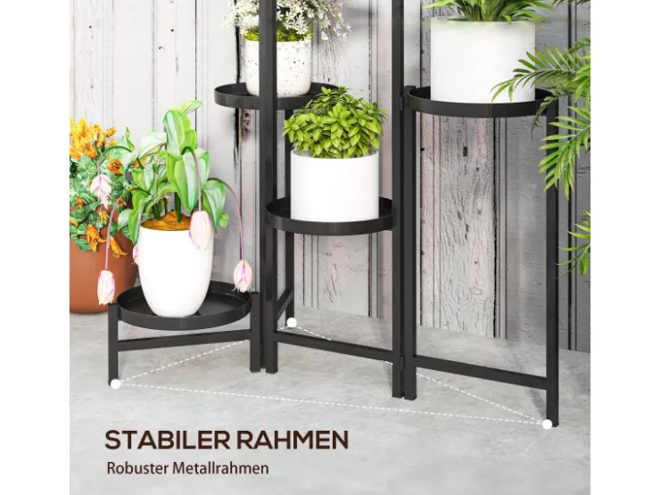 Outsunny Pflanzenständer Metall Schwarz 60L x 40B x 80H cm* Dekorative Figuren|Regale Schwarz