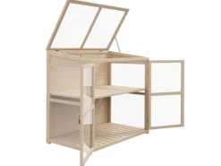 Outsunny Frühbeet aus Holz 2-Stufig mit Dachfenster Natur 103 x 61 x 103 cm* Holzregale