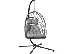 Outsunny Hängesessel Stahl PE Rattan Hellgrau 100L x 131B x 194H cm