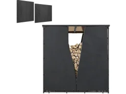 Outsunny Kaminholzregal Abdeckung Brennholzregalabdeckung Polyester Schwarz* Regale Schwarz