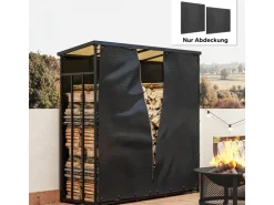 Outsunny Kaminholzregal Abdeckung Brennholzregalabdeckung Polyester Schwarz* Regale Schwarz