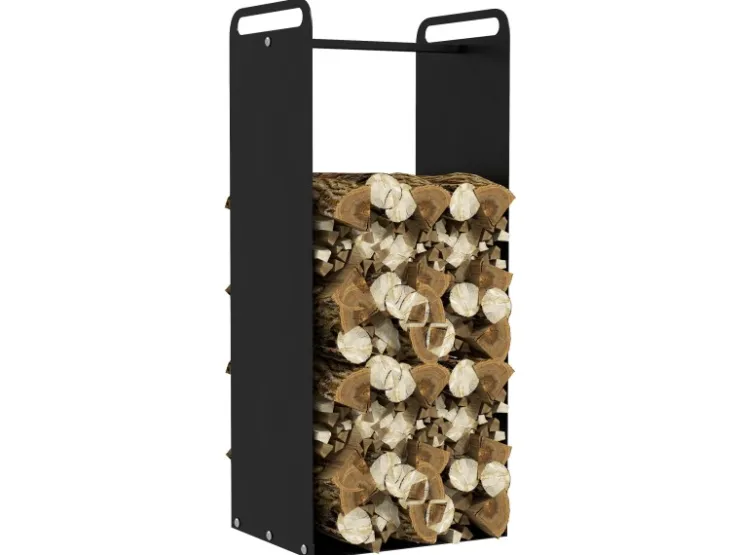 Outsunny Kaminholzregal Brennholzregal für Outdoor Indoor Stahl Schwarz* Regale Schwarz