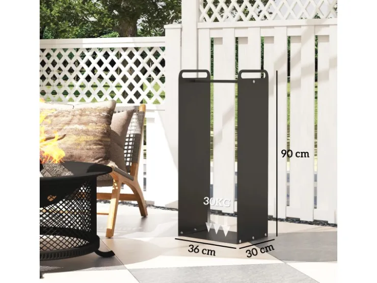 Outsunny Kaminholzregal Brennholzregal für Outdoor Indoor Stahl Schwarz* Regale Schwarz