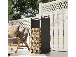 Outsunny Kaminholzregal Brennholzregal für Outdoor Indoor Stahl Schwarz* Regale Schwarz