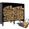 Outsunny Kaminholzregal Feuerholzregal für Garten Metall Schwarz* Regale Schwarz