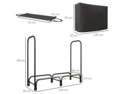 Outsunny Kaminholzregal Feuerholzregal für Garten Metall Schwarz* Regale Schwarz