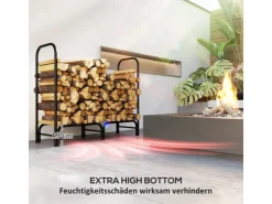 Outsunny Kaminholzregal Feuerholzregal für Garten Metall Schwarz* Regale Schwarz
