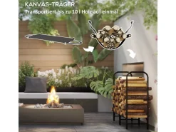 Outsunny Kaminholzregal Feuerholzregal für Garten Metall Schwarz* Regale Schwarz