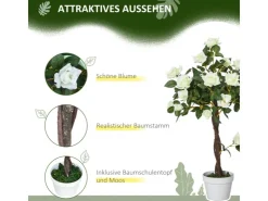 Outsunny Künstliche Pflanzen Kunststoff Stoff Weiß 18L x 18B x 90H cm