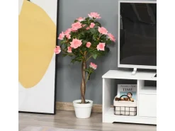 Outsunny Künstliche Rosenpflanzen im Zementtopf 90 cm