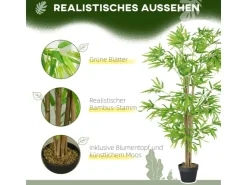 Outsunny Künstlicher Bambus Kunststoff Zement Ø17 x 150H cm