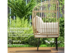 Outsunny Rattansessel Stahl PE-Rattan 95L x 80B x 155H cm Beige