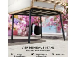 Outsunny Rattansessel Stahl PE-Rattan 95L x 80B x 155H cm Beige
