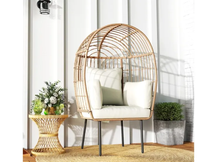 Outsunny Rattansessel Stahl PE-Rattan 95L x 80B x 155H cm Beige