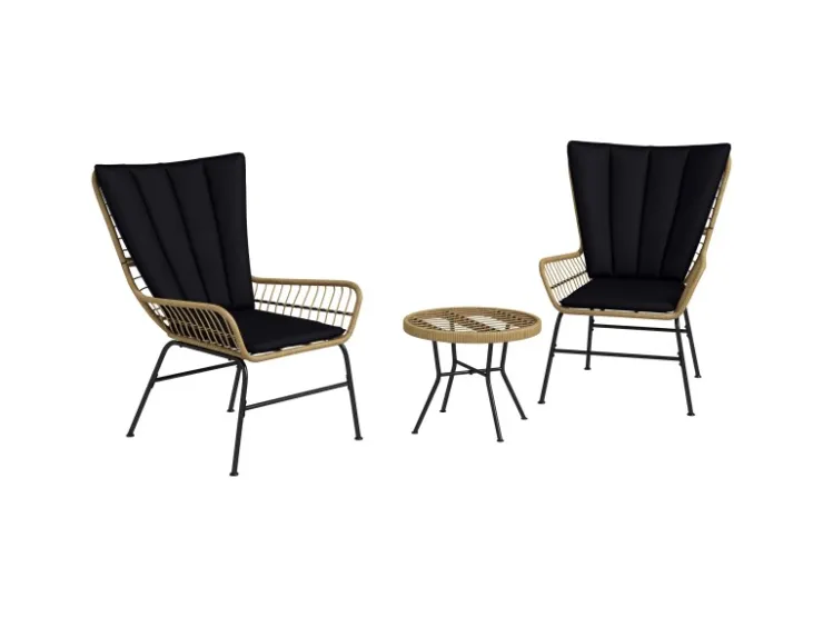 Outsunny Rattan-Sitzgruppe PE-Rattan Polyester 76L x 66B x 96H cm Schwarz