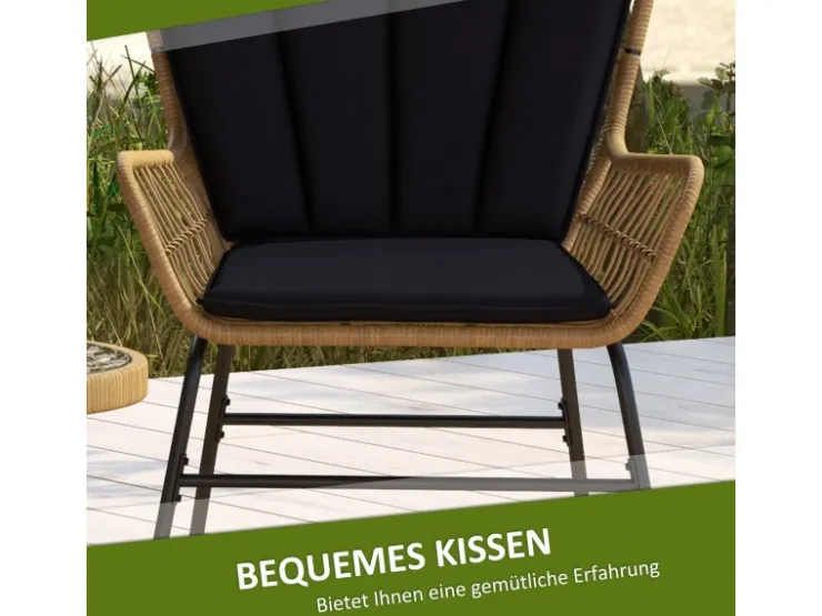 Outsunny Rattan-Sitzgruppe PE-Rattan Polyester 76L x 66B x 96H cm Schwarz