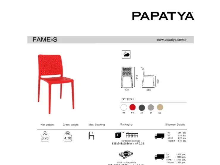 PAPATYA Stuhl Fame-S grau 22