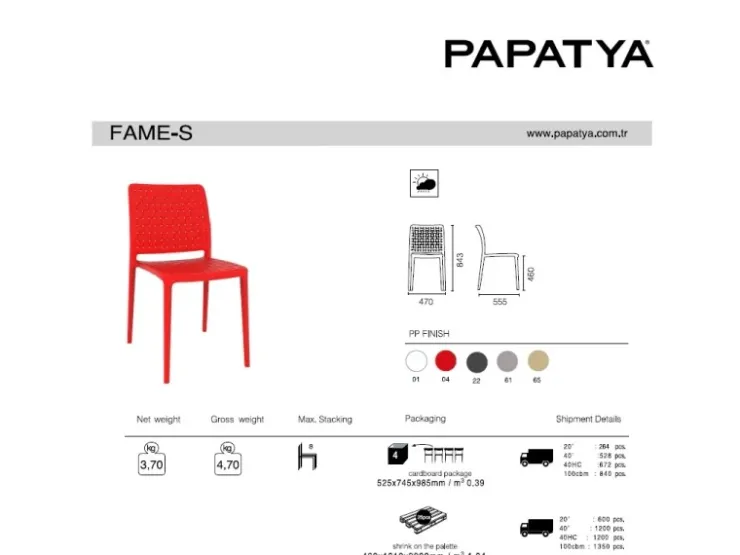 PAPATYA Stuhl Fame-S Stuhl Graubraun 61