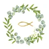 PPD Papierservietten Eucalyptuskranz und Fisch 16,5 x 16,5 cm 20 Stk Weiß-Grün FSC®