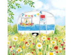 PPD Papierservietten mit Wiese und Campingwagen 16,5 cm x 16,5 cm 20 Stück Bunt FSC®* Papier Servietten