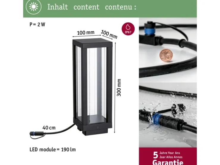 Paulmann Laterne Classic Plug & Shine Zigbee 3.0 IP44 RGBW+ 2 W Anthrazit* Laternen